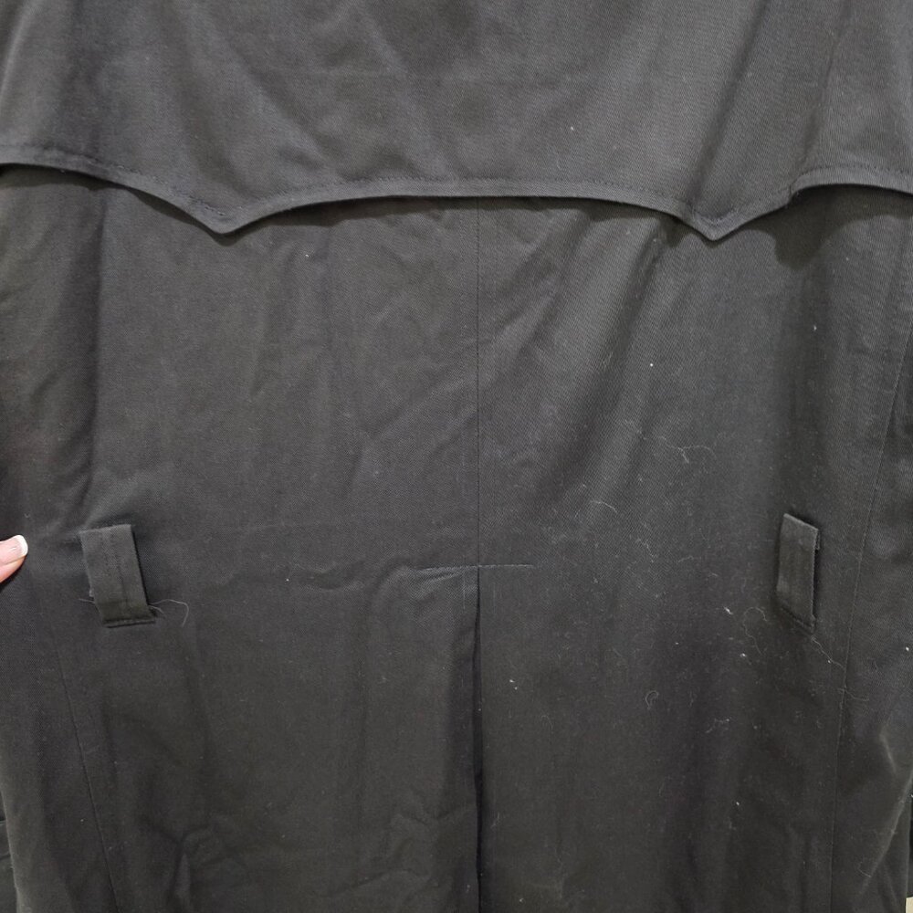 Christian Dior Trench Coat Black 42L Vintage Designer Long Double-Breasted - Picture 15 of 16